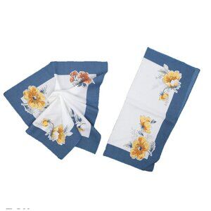 Vintage Floral Napkins 2pk Handkerchief Cottagecore Blue Yellow White Square